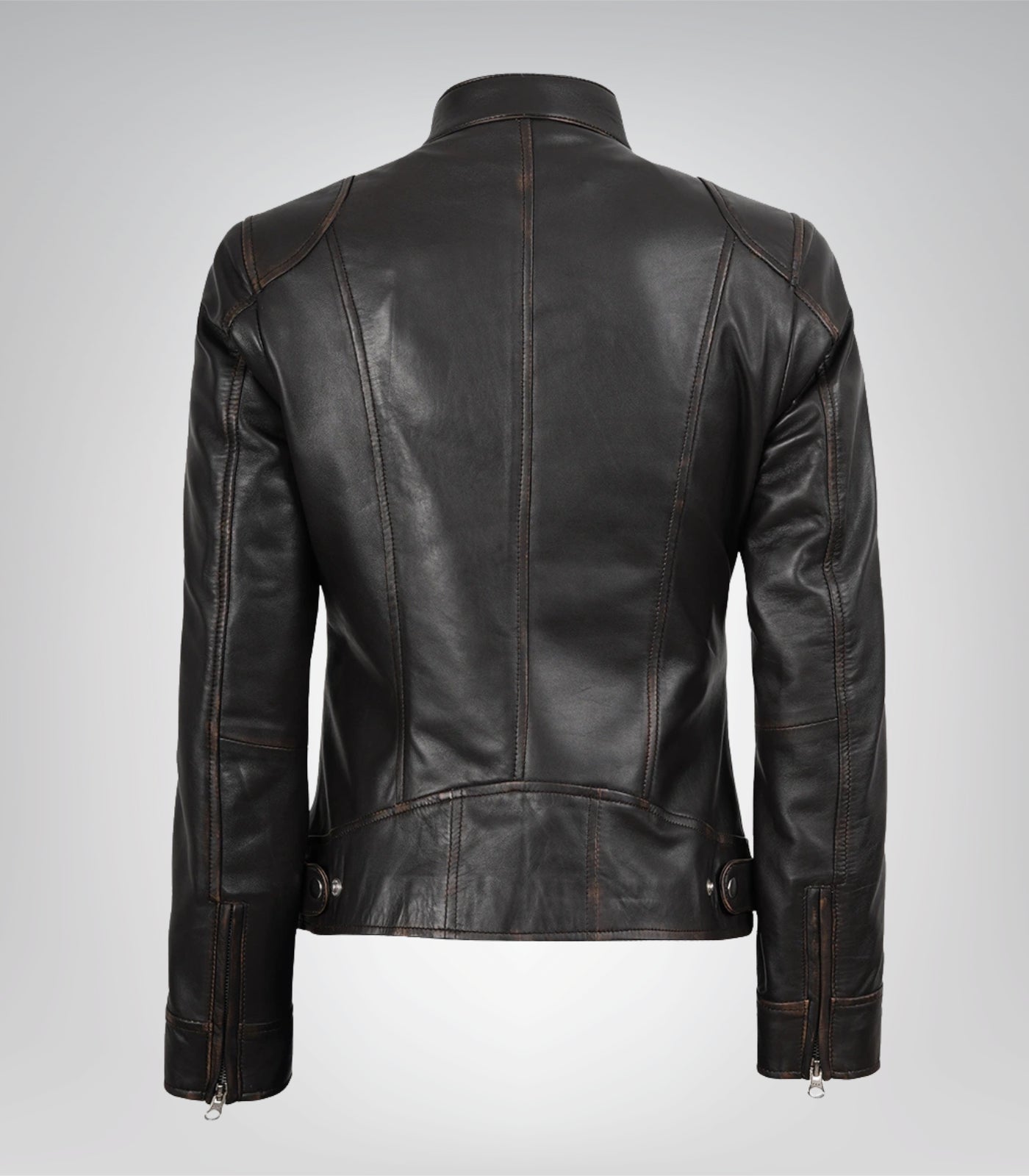 Women’s Distressed Brown Leather Motorcycle Jacket – Dodge