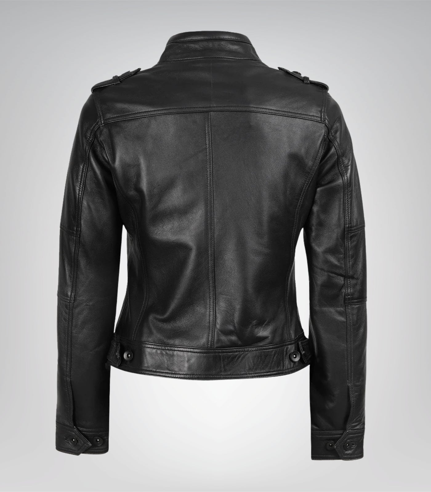 Classic Biker-Inspired Women’s Black Leather Moto Jacket