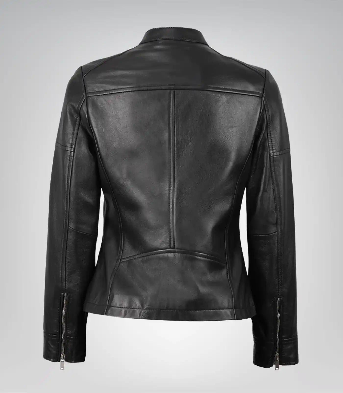 Maude Women’s Black Textured Genuine Leather Jacket