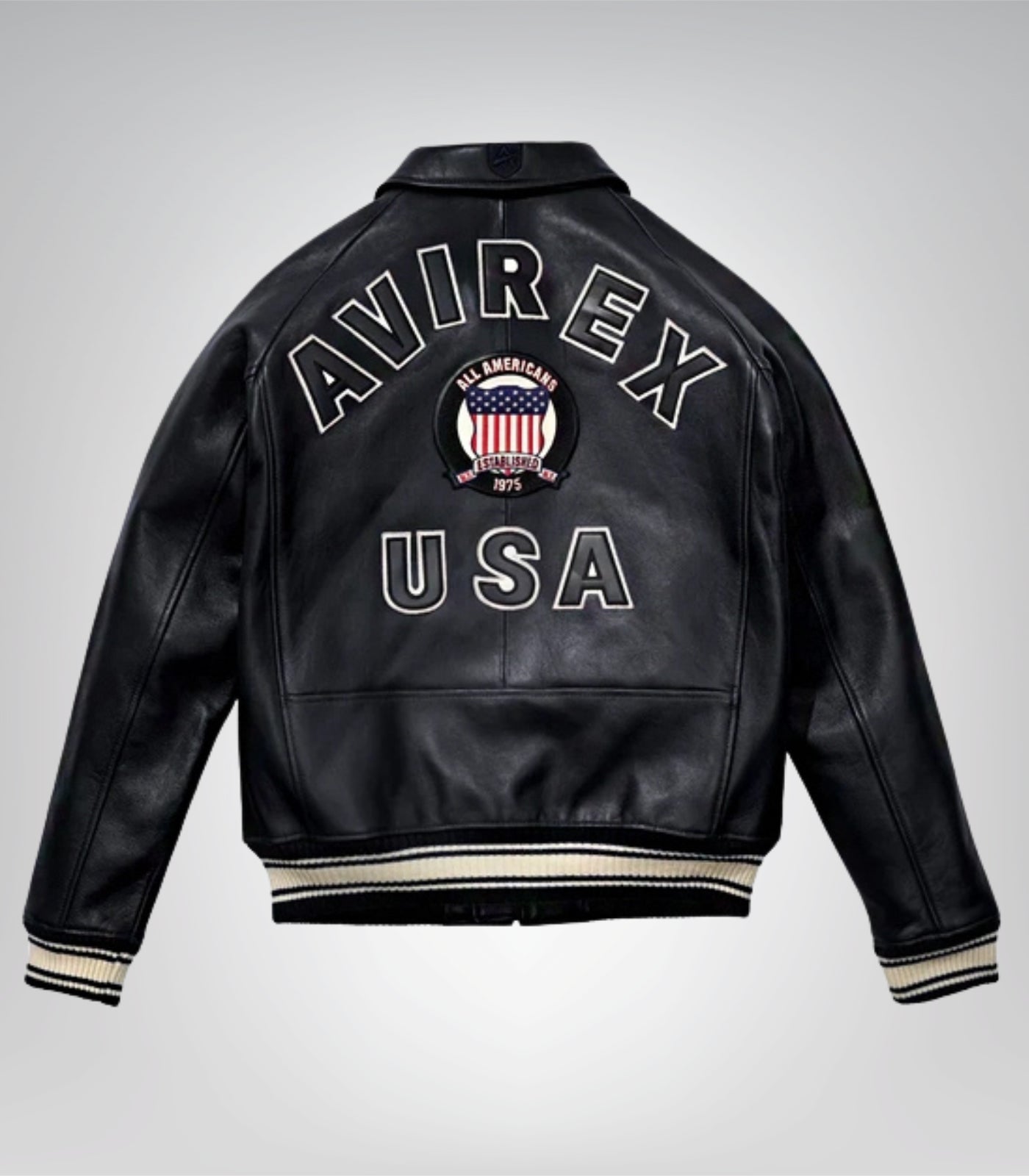 All Americans Avirex Red &amp; Black Real Leather Bomber Jacket