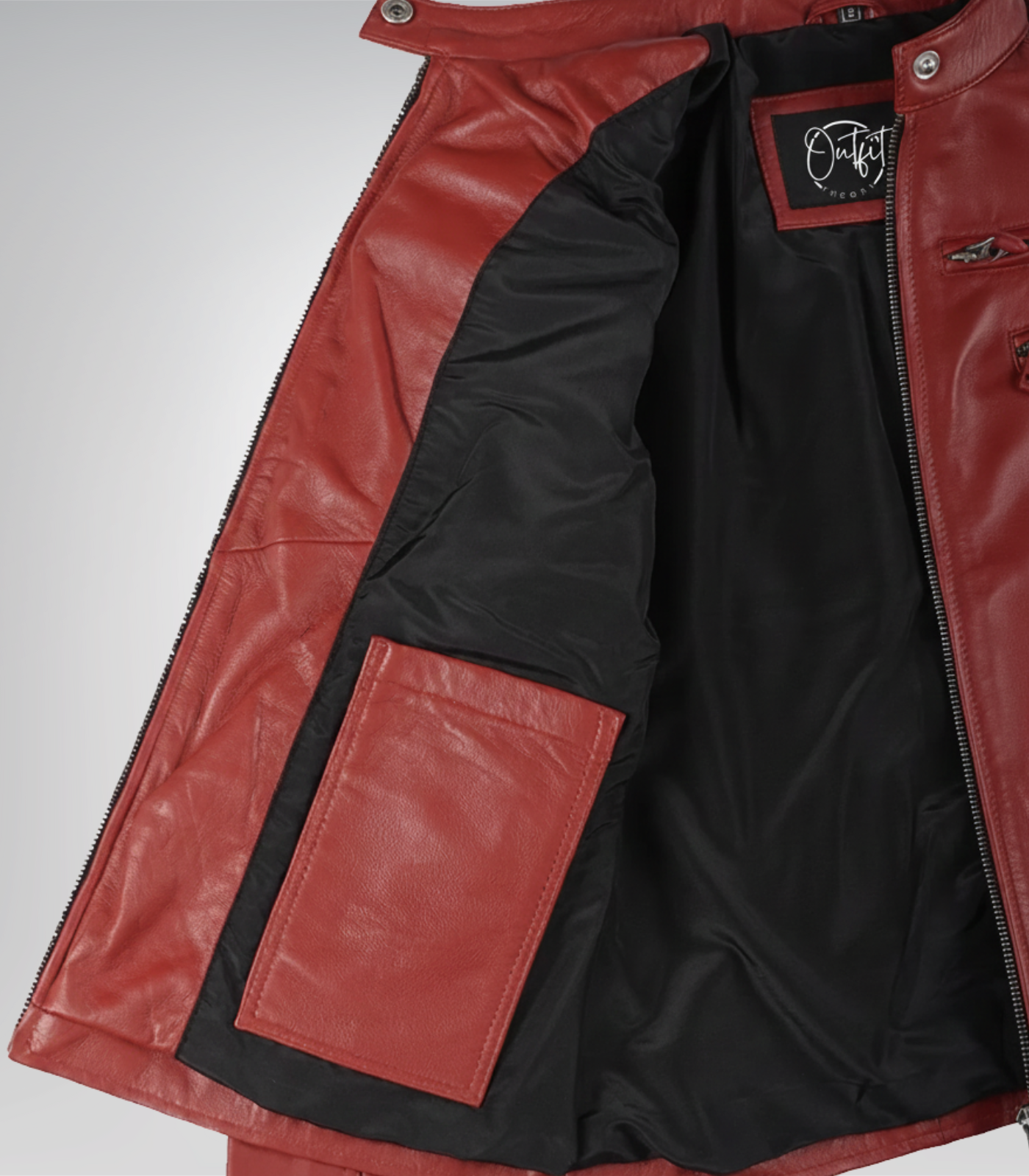Women’s Luxe Red Real Leather Biker Jacket
