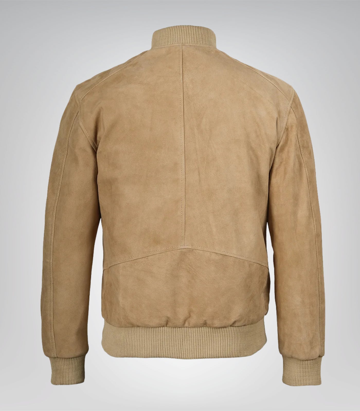 Men’s Camel Brown Real Suede Bomber Jacket Premium Zip Front Style