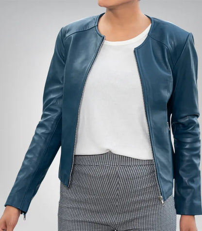 Minimalist Women’s Lambskin Leather Jacket – Everyday Timeless Style