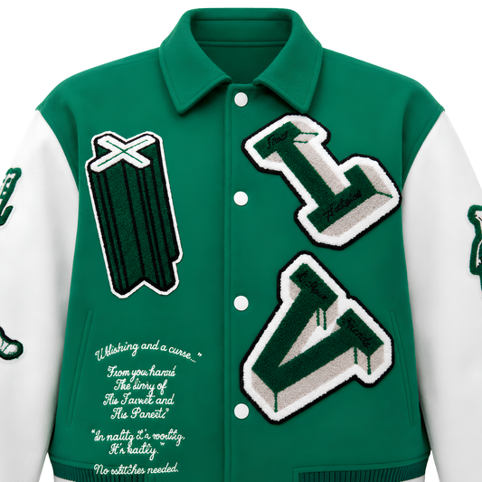 Buy The Green and White Skeleton Letterman Jacket Now