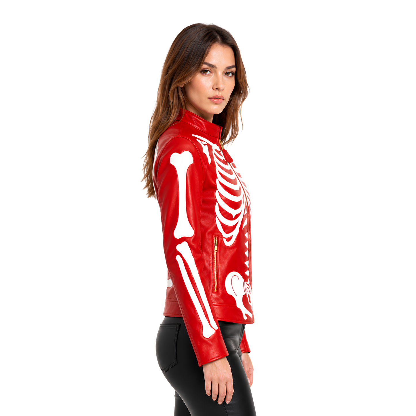 Buy The Red Skeleton Bone Biker Leather Jacket Now