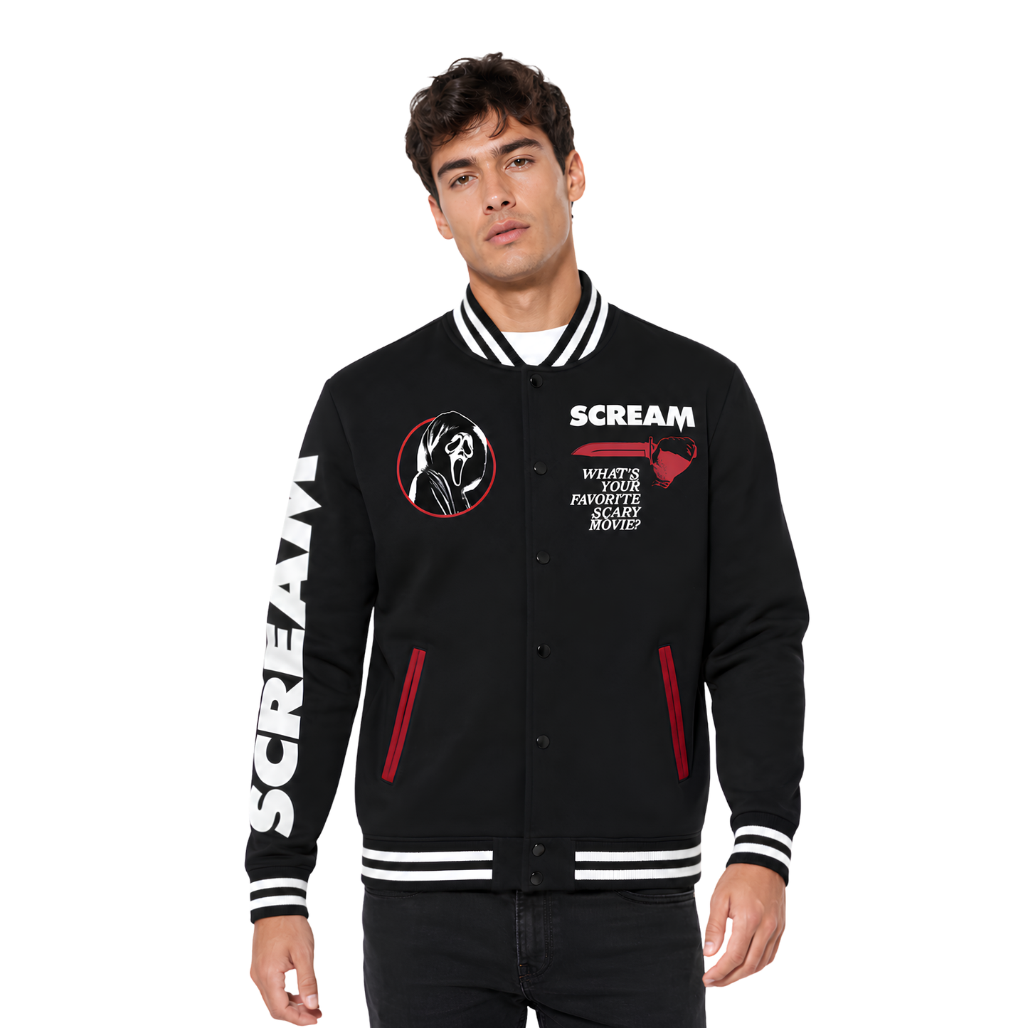 Buy The Scream X Ghost Face Graphic Varsity Jacket