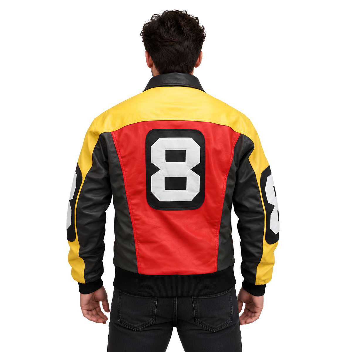 Buy The Seinfeld David Puddy 8 Ball Leather Bomber Jacket Now