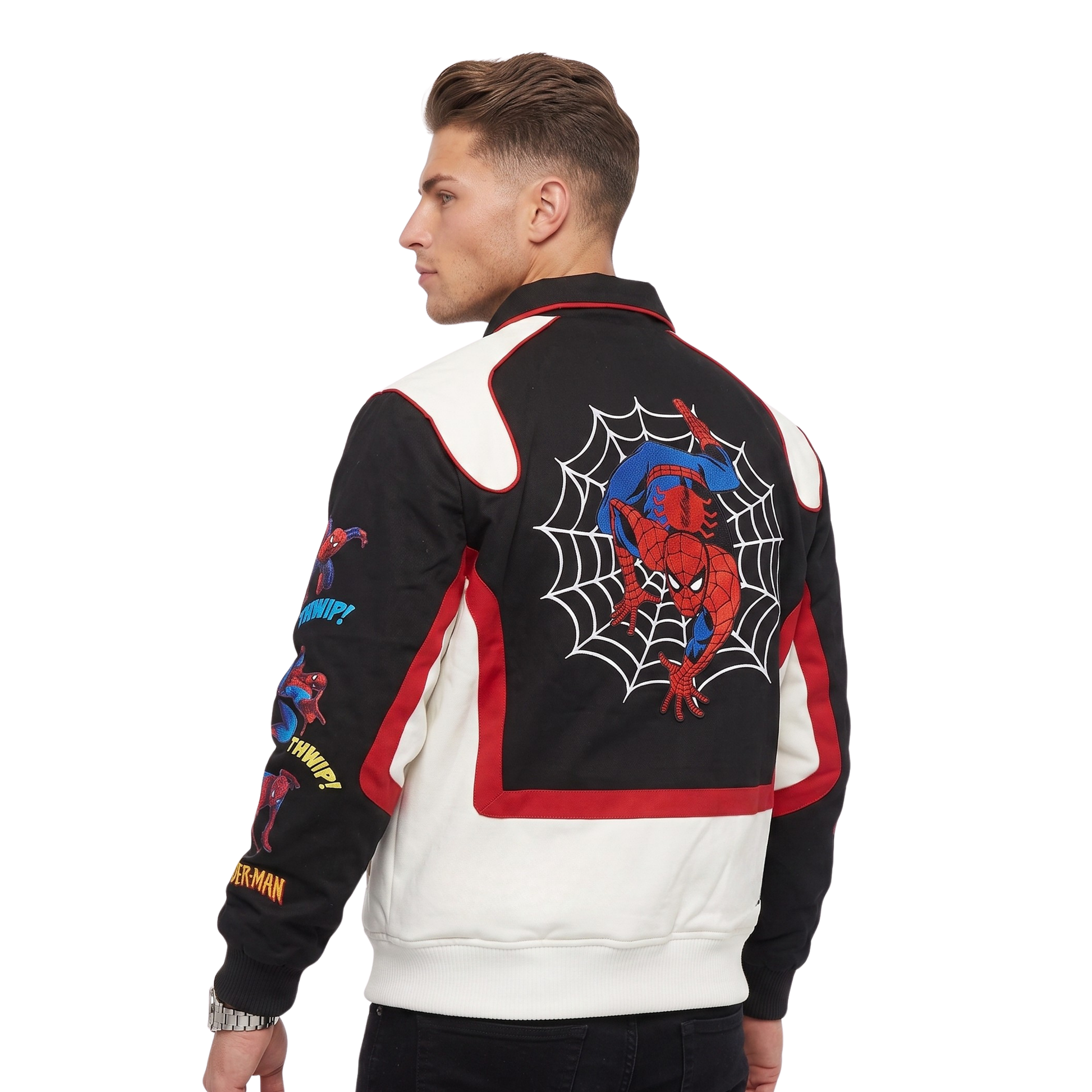 Buy The Spider-Man FW26 Graphic Colorblock Jacket Now