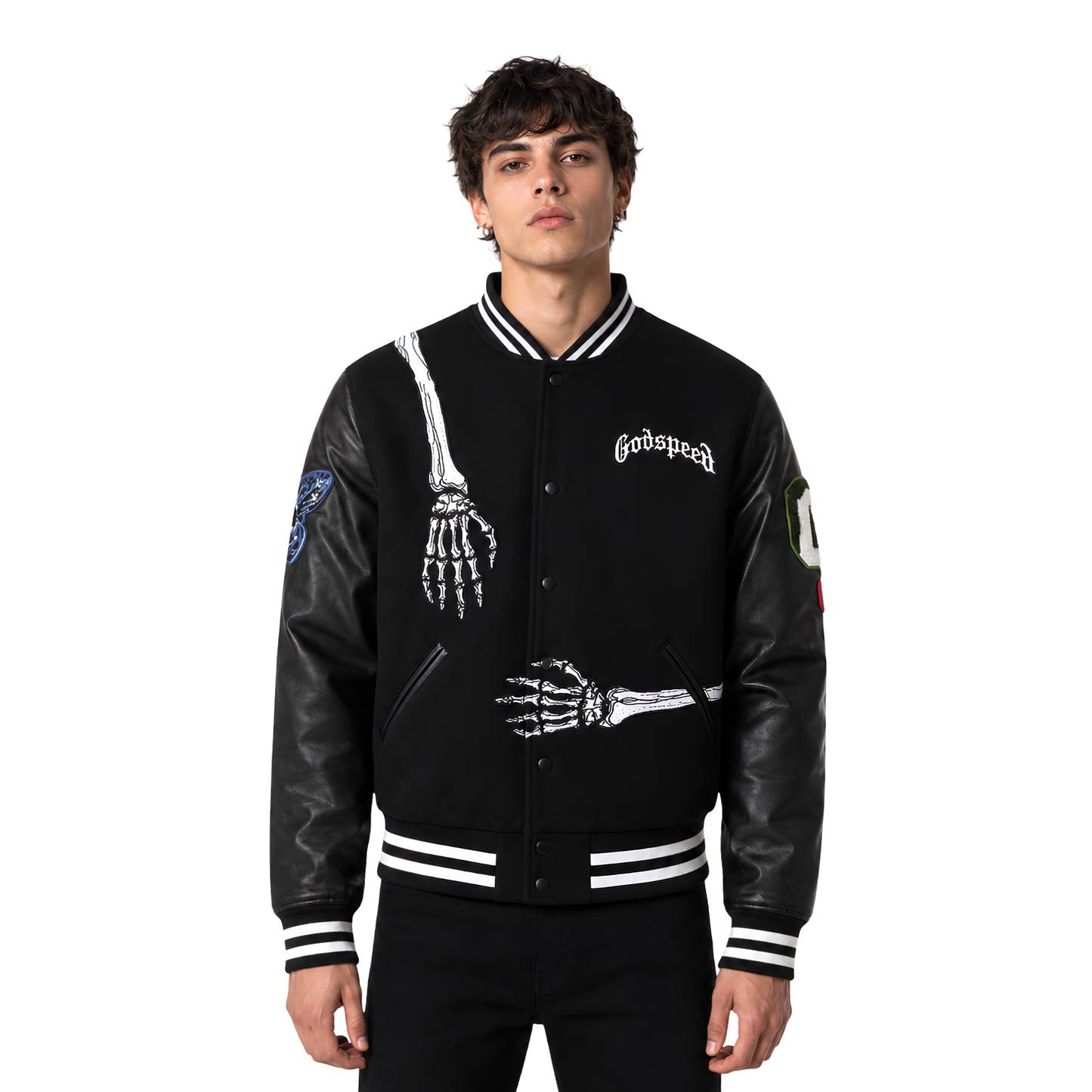 Buy The Spooky Godspeed Skeleton Varsity Jacket