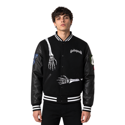 Buy The Spooky Godspeed Skeleton Varsity Jacket