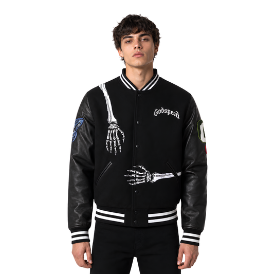 Buy The Spooky Godspeed Skeleton Varsity Jacket