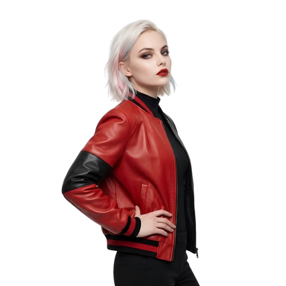 Buy The Suicide Squad Harley Quinn Two Tone Leather Jacket Now