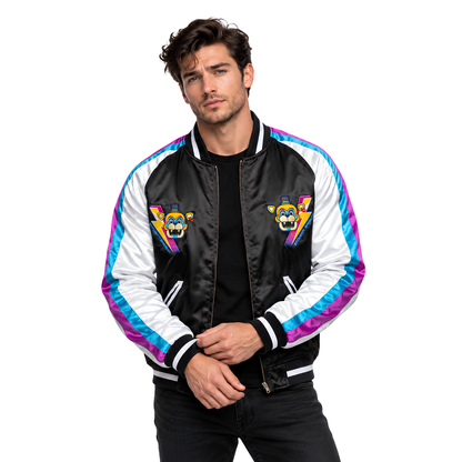 Buy the FNAF Security Breach Satin Bomber Jacket