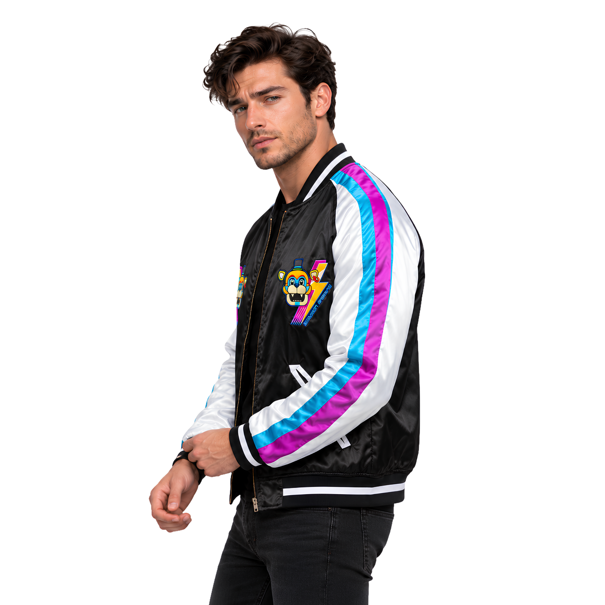Buy the FNAF Security Breach Satin Bomber Jacket Now