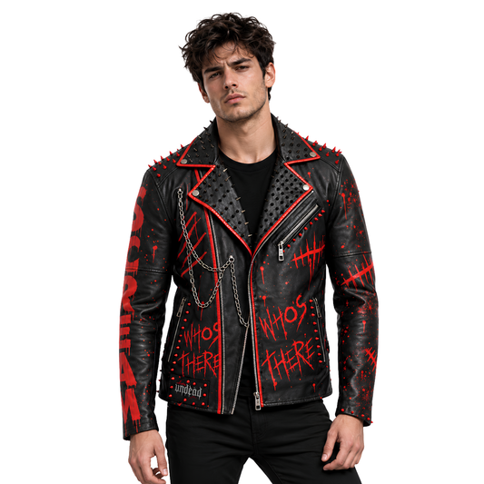 Buy the Ghostface Scream Heavy Metal Studded Leather Jacket