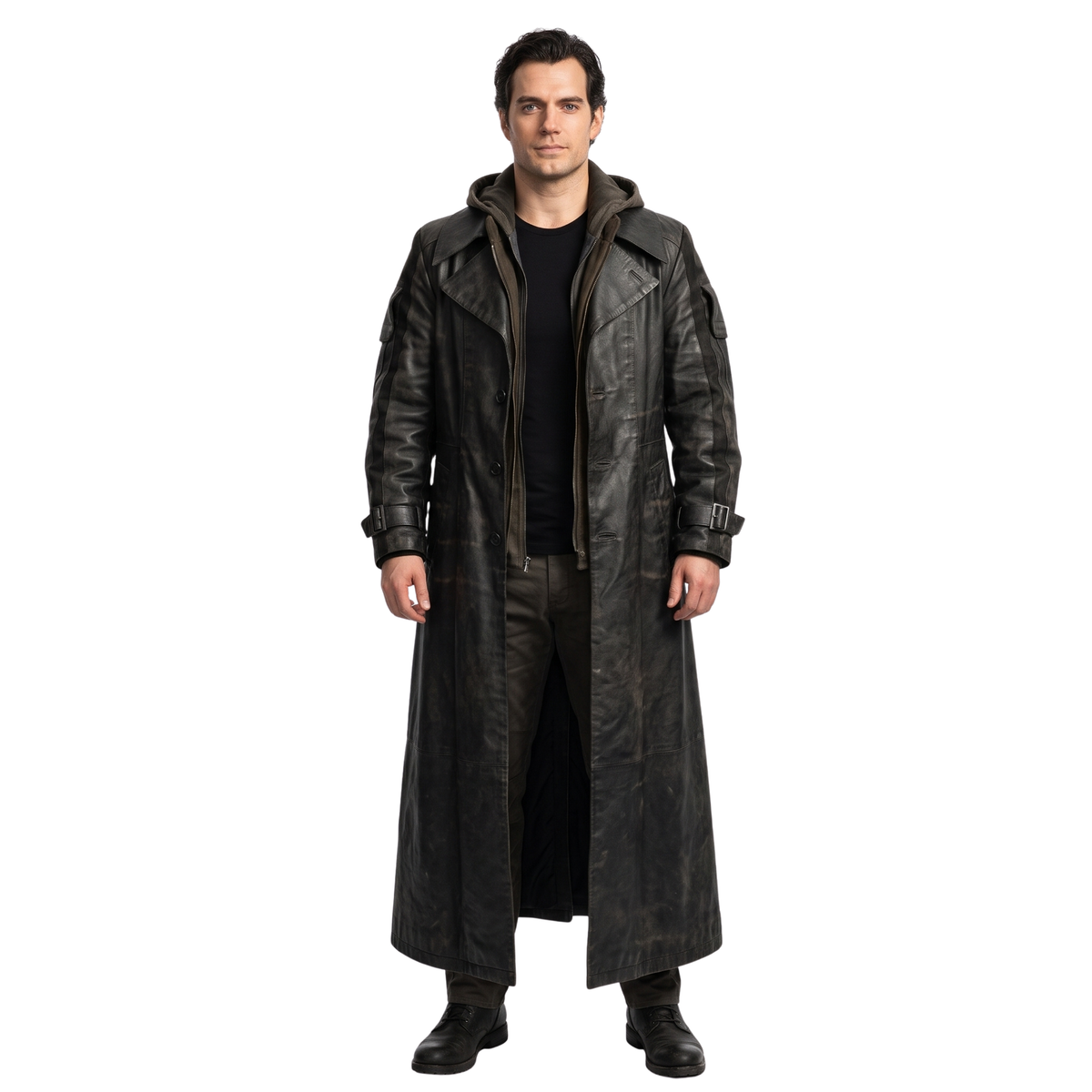 Buy the Henry Cavill Highlander Movie Black Leather Trench Coat