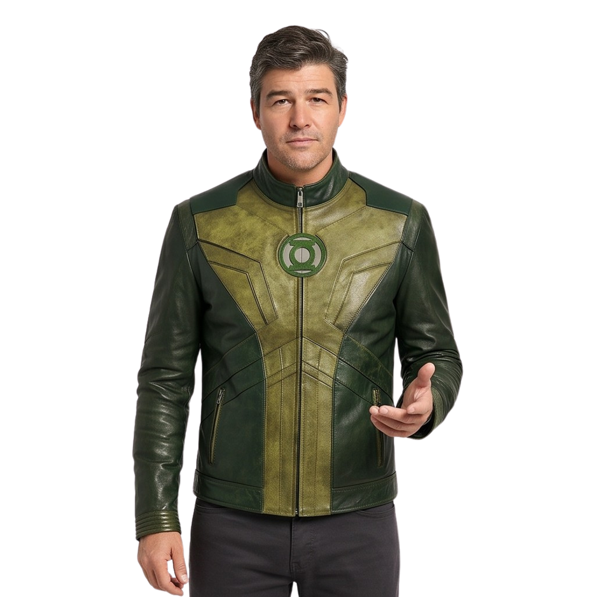 Buy the Lanterns 2026 Series Green Leather Jacket