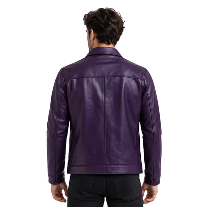 Buy the Men’s Aesthetic Purple Real Leather Jacket Now