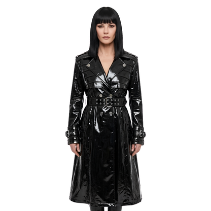 Buy the One Piece Lera Abova Nico Robin Black Leather Trench Coat