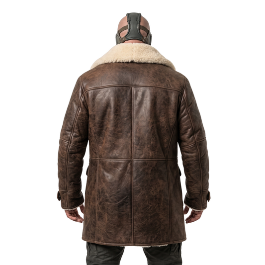Buy the Tom Hardy The Dark Knight Rises Bane Shearling Leather Coat Now