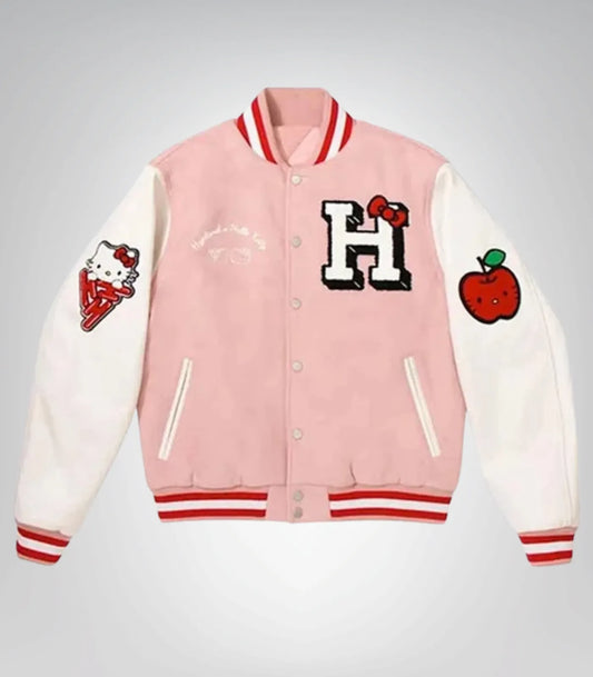 Hello Kitty Inspired Apples ‘H’ Varsity Jacket