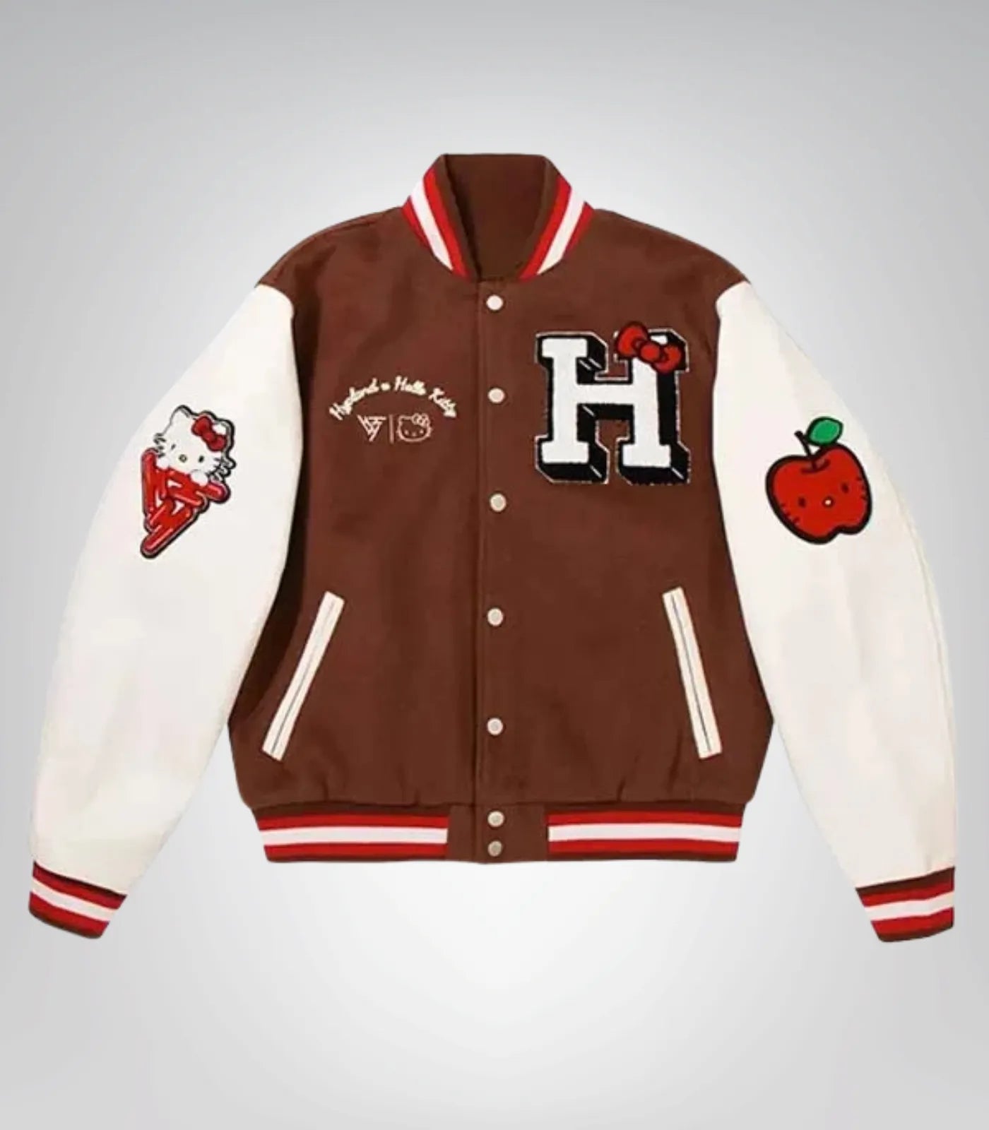 Hello Kitty Inspired Apples ‘H’ Varsity Jacket