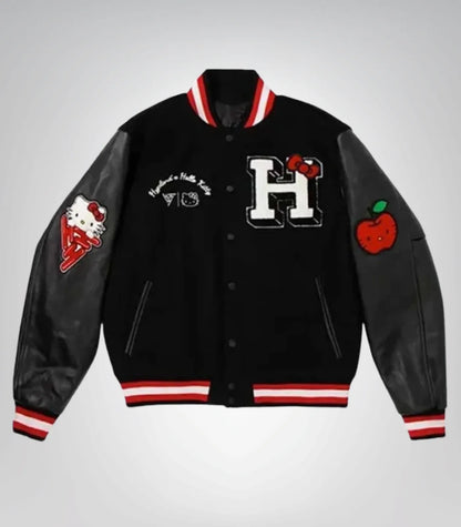 Hello Kitty Inspired Apples ‘H’ Varsity Jacket