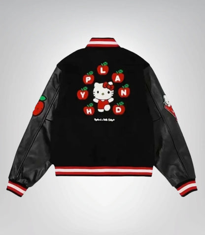 Hello Kitty Inspired Apples ‘H’ Varsity Jacket