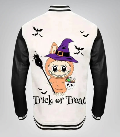 Labubu Inspired Halloween Trick-or-Treat Varsity Jacket