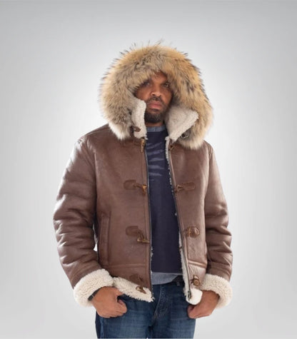Mens Shearling Sheepskn Leather Coat