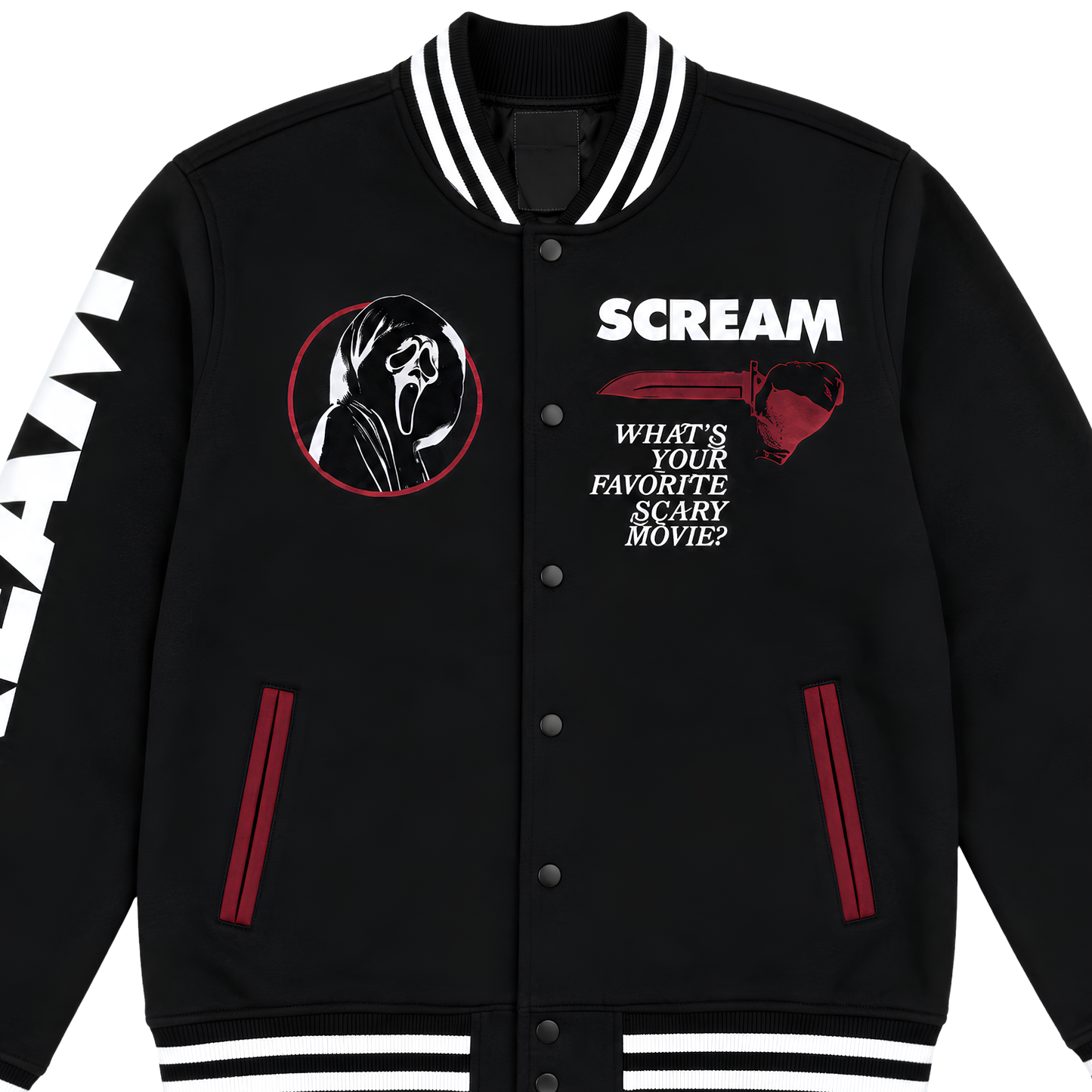 Sale Live On Scream X Ghost Face Graphic Varsity Jacket