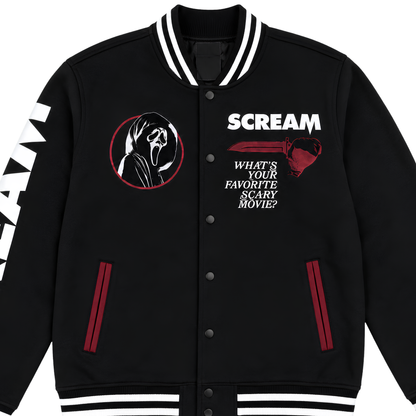 Sale Live On Scream X Ghost Face Graphic Varsity Jacket
