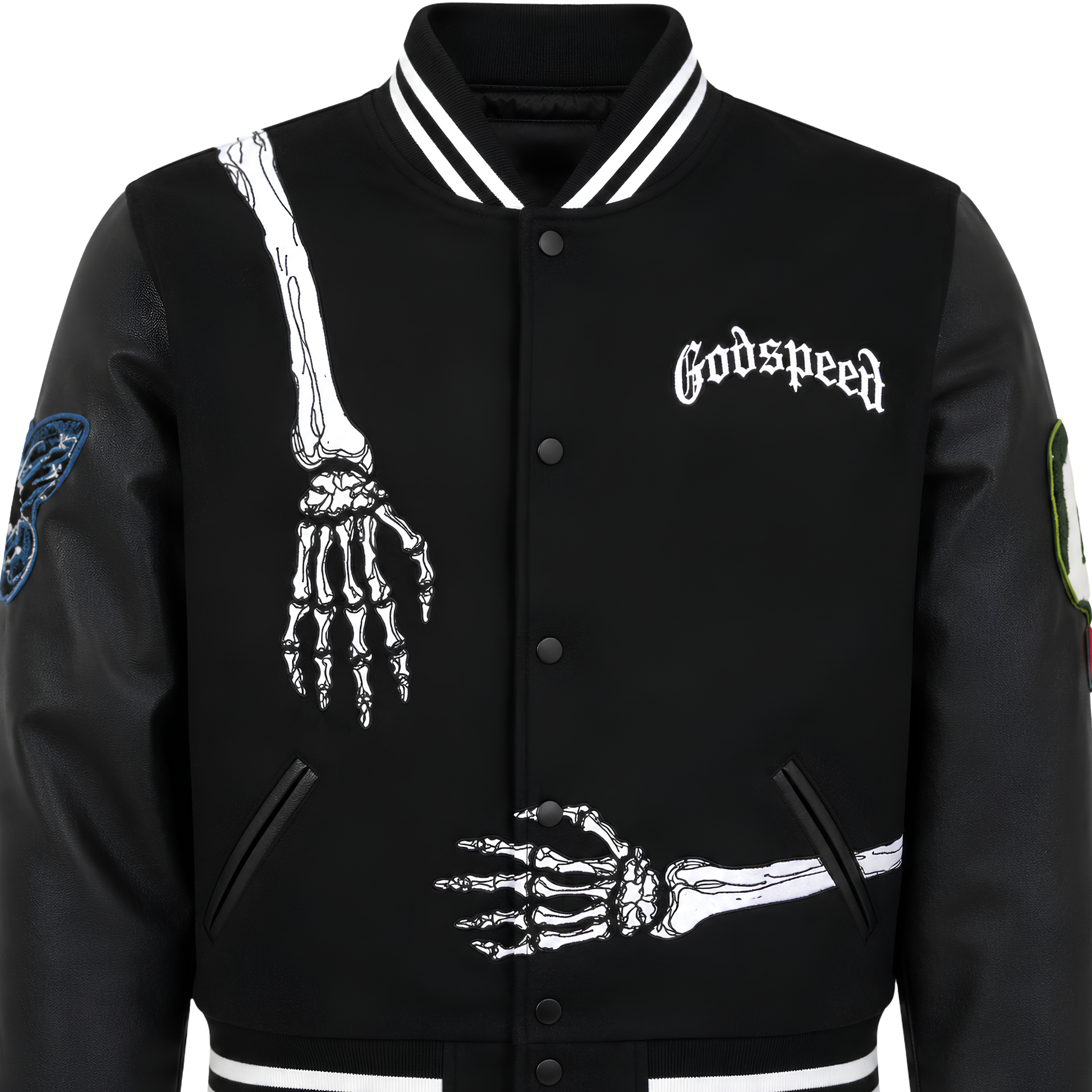 Sale Live On Spooky Godspeed Skeleton Varsity Jacket