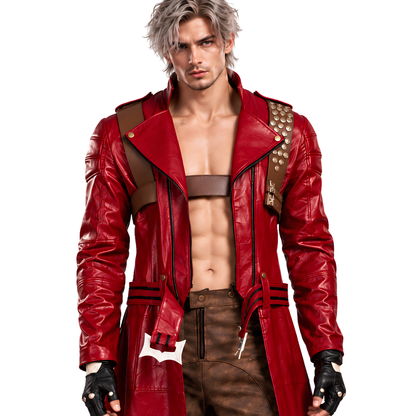 Sale Live On The Devil May Cry 3 Dante Red Leather Trench Coat