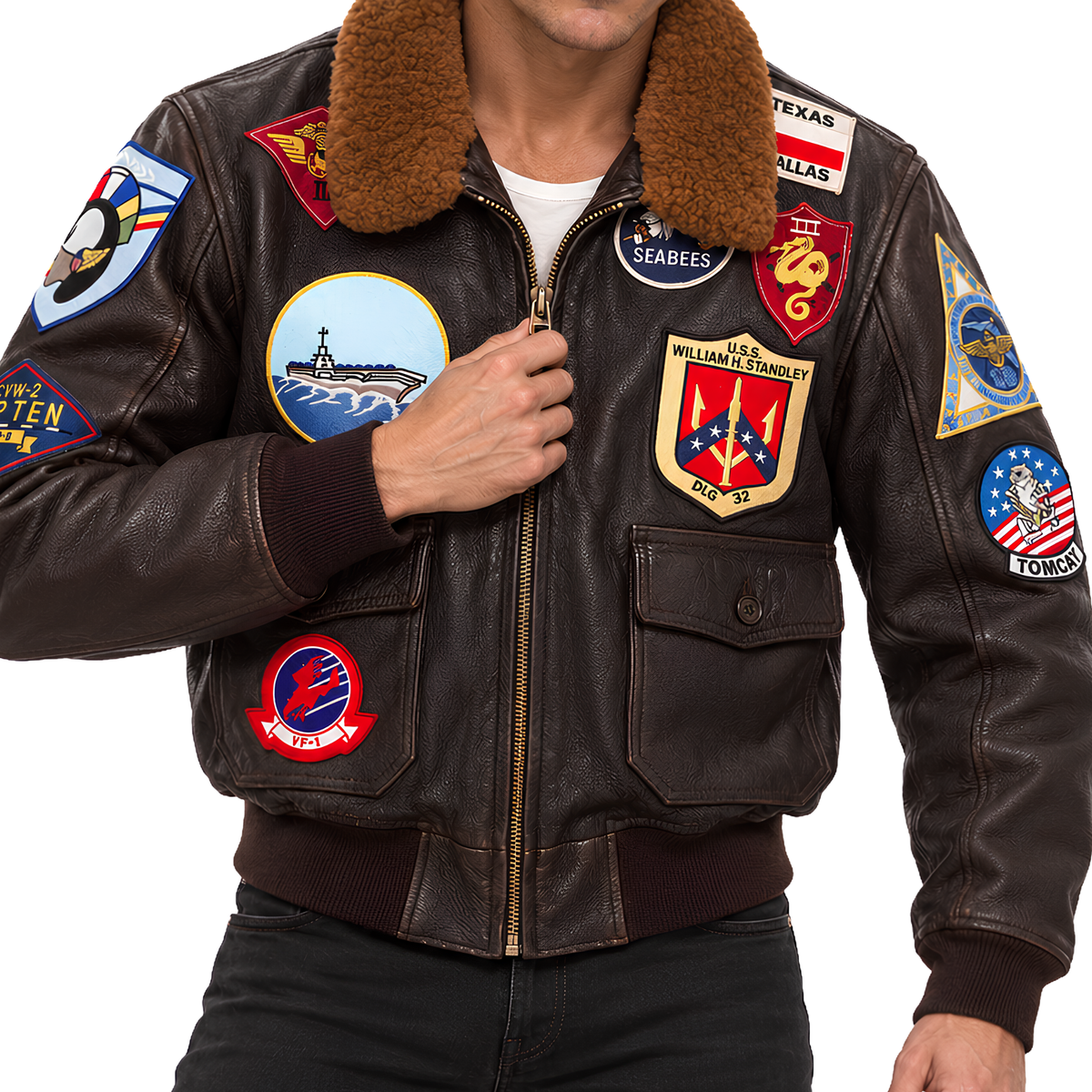 Sale Live on Top Gun Maverick Tom Cruise Brown Leather Flight Jacket