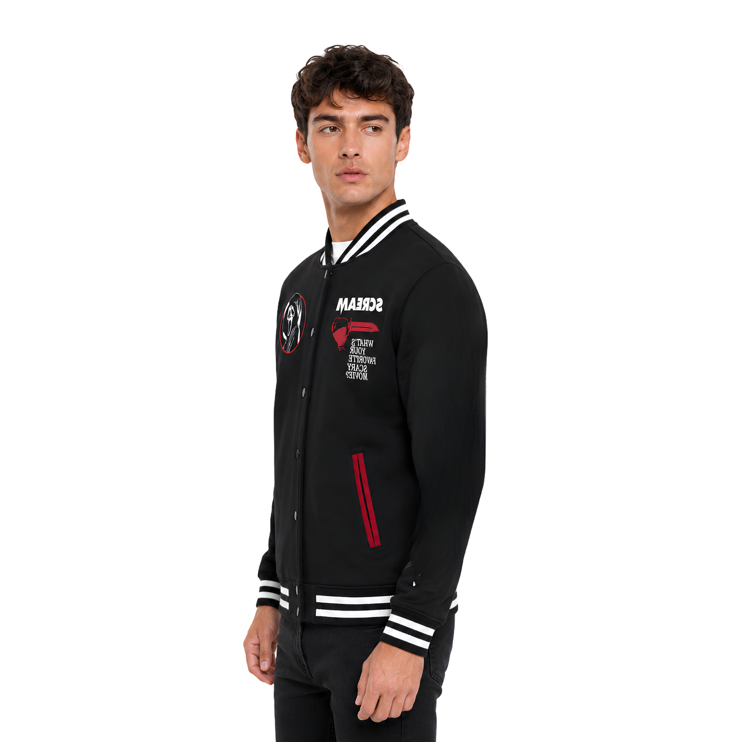 Shop The Scream X Ghost Face Graphic Varsity Jacket Today