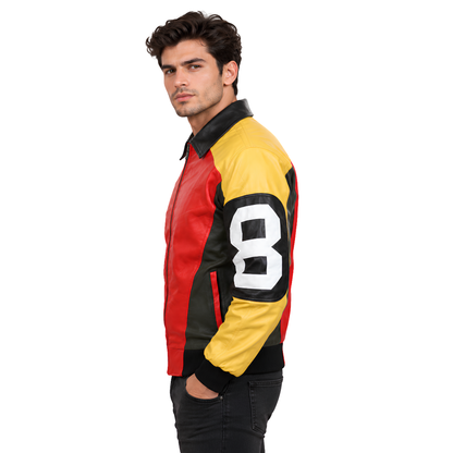 Shop The Seinfeld David Puddy 8 Ball Leather Bomber Jacket Today