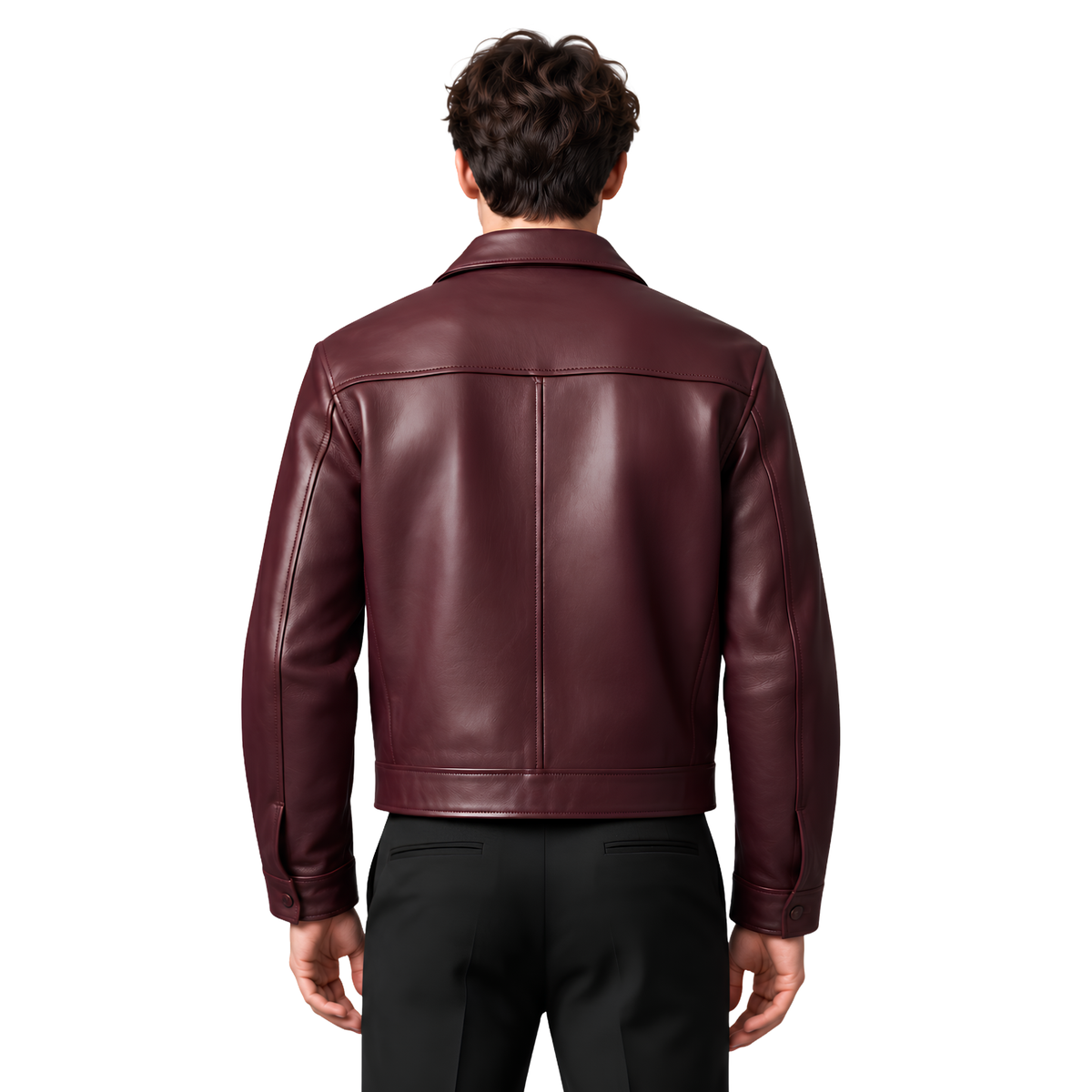 Shop the Boxy Fit Full-Zip Cropped Biker Leather Jacket