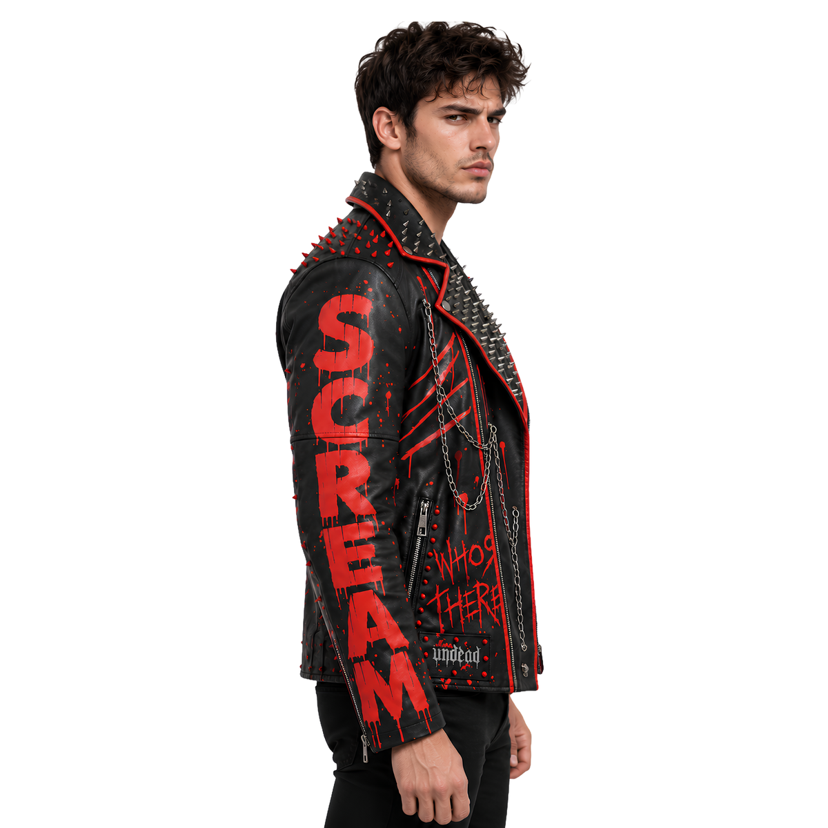 Shop the Ghostface Scream Heavy Metal Studded Leather Jacket Today