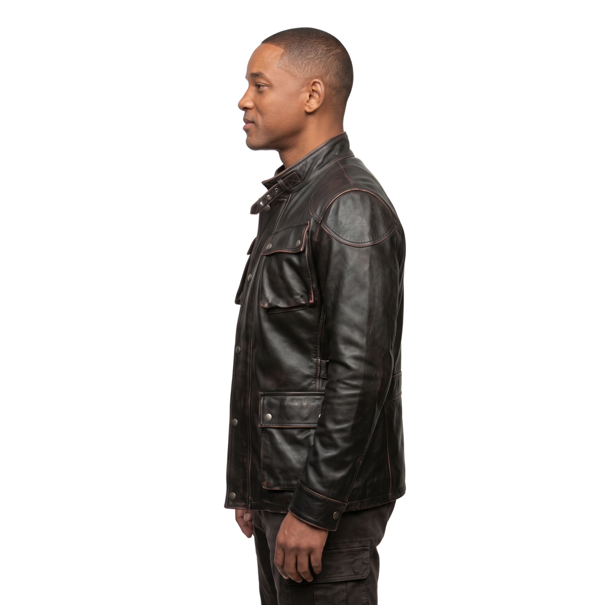 Shop the I Am Legend Will Smith Belted Military Leather Jacket