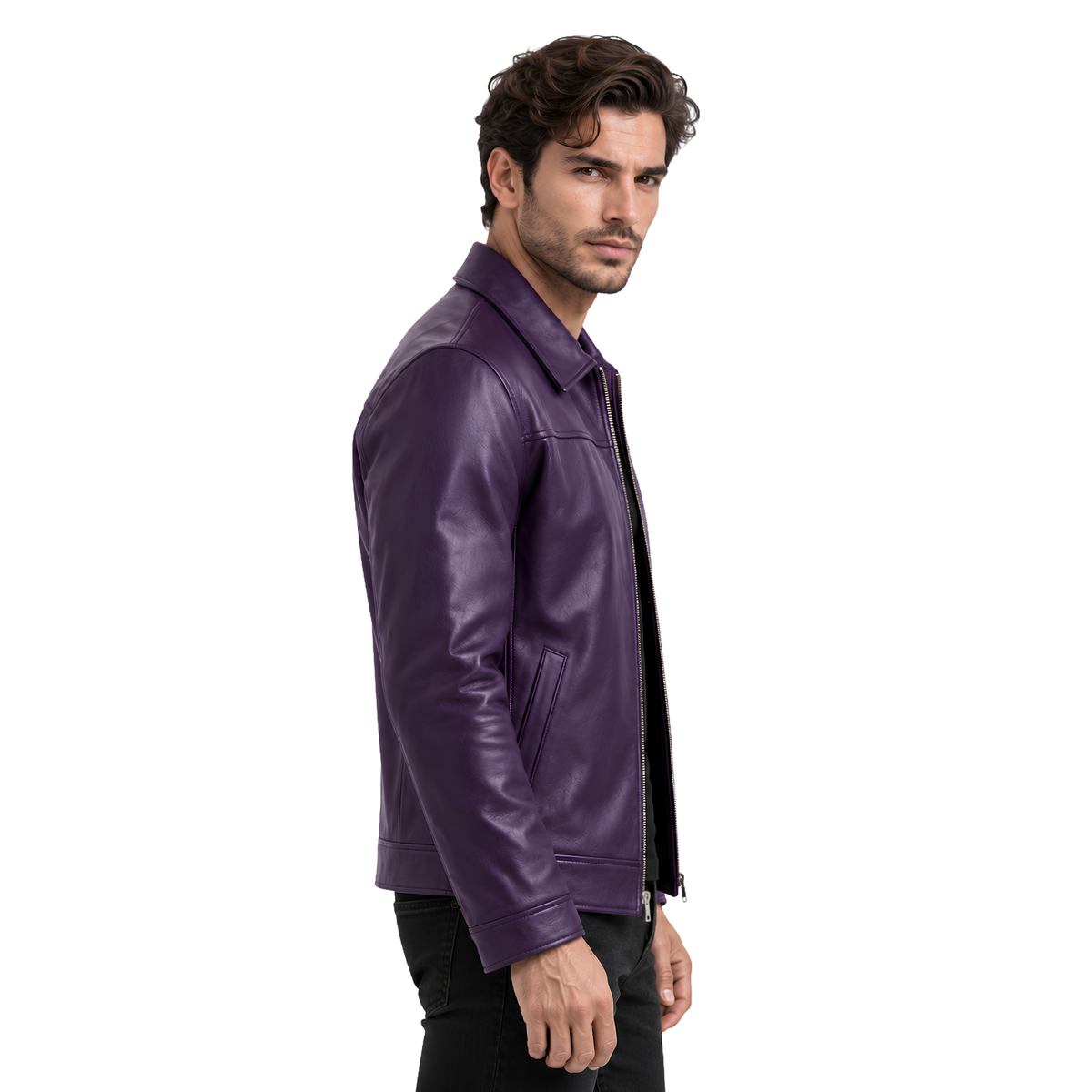 Shop the Men’s Aesthetic Purple Real Leather Jacket