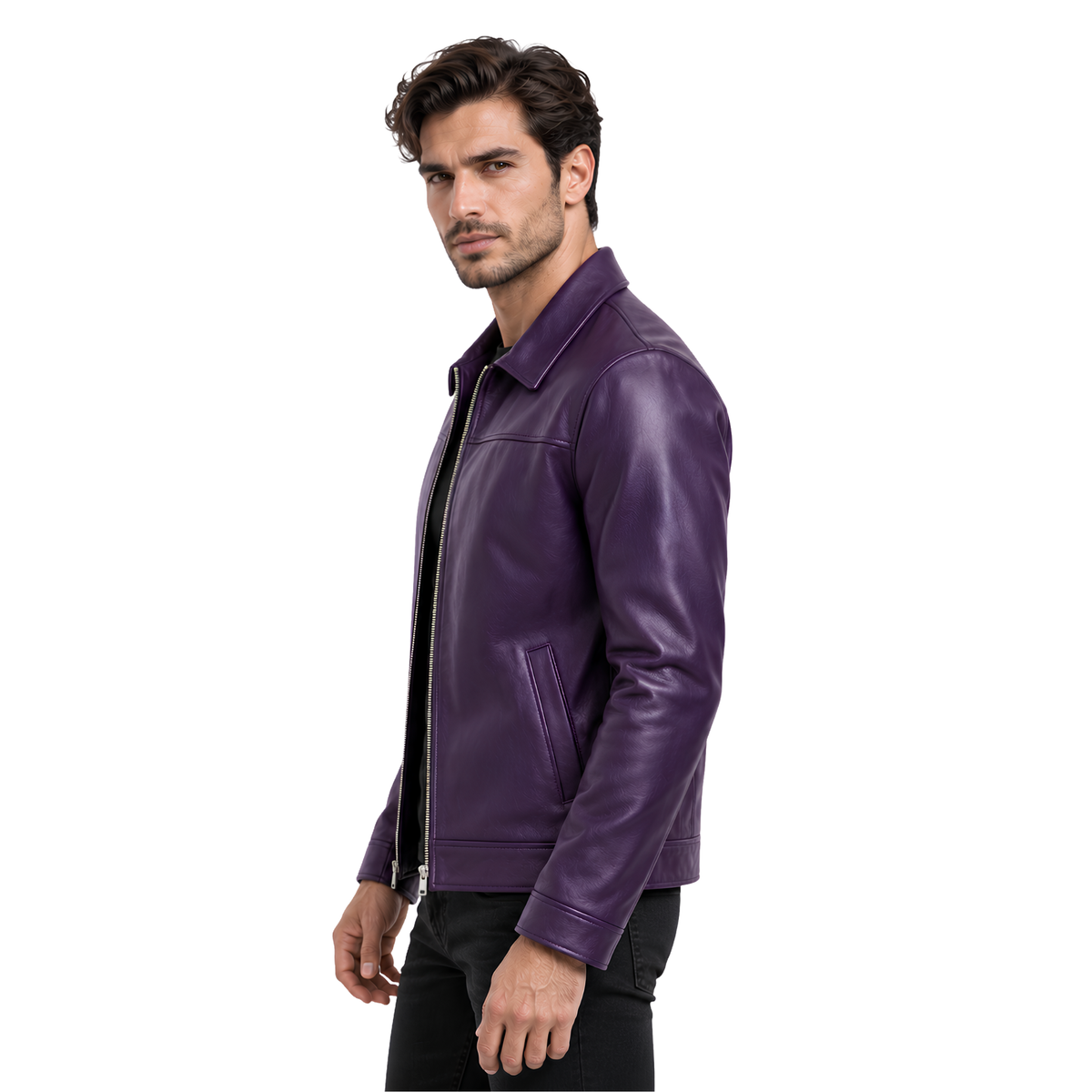 Shop the Men’s Aesthetic Purple Real Leather Jacket Today