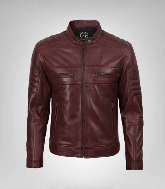 Stylish men’s cognac bomber jacket – genuine leather outerwear